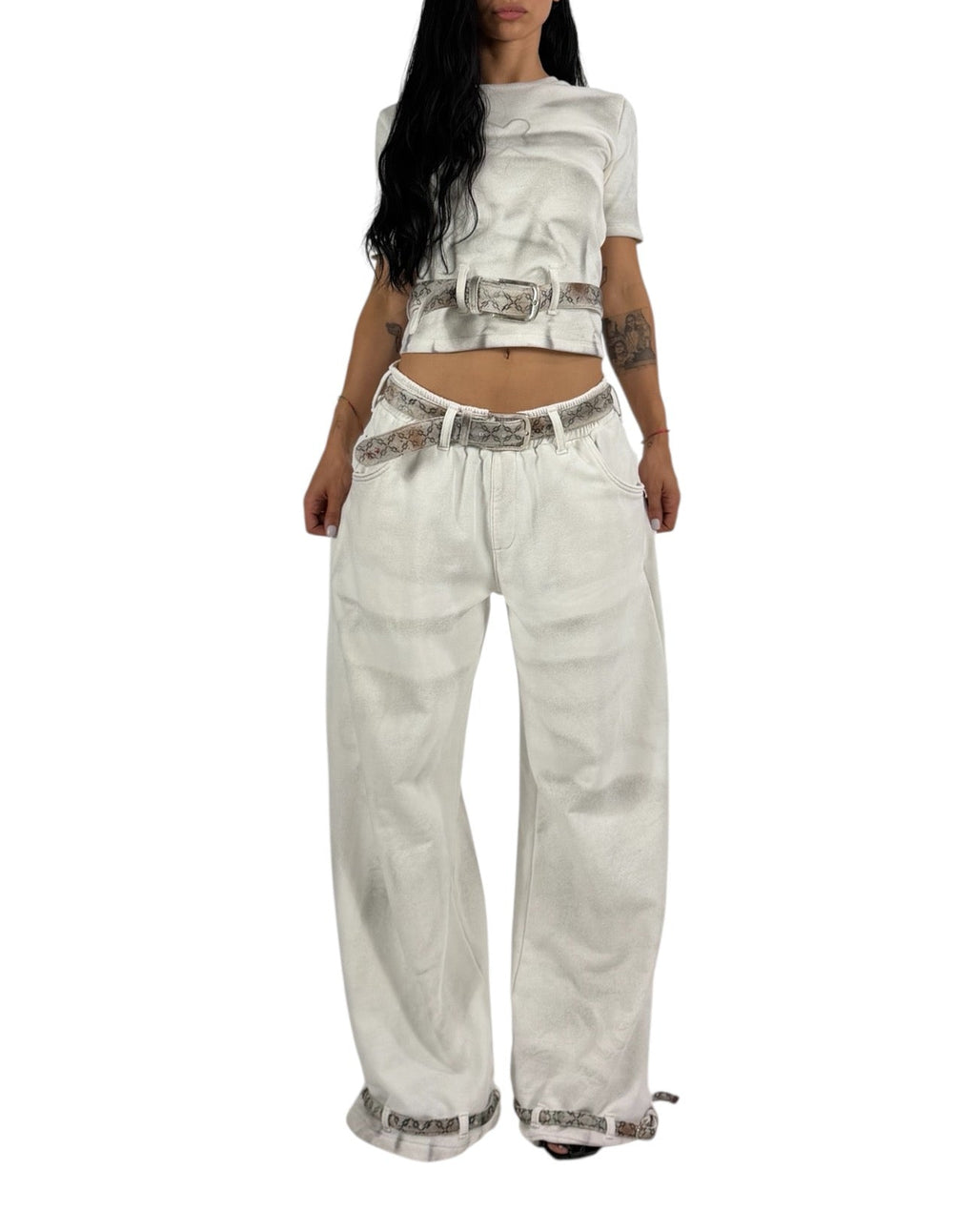 AIRBRUSHED BELT PANT