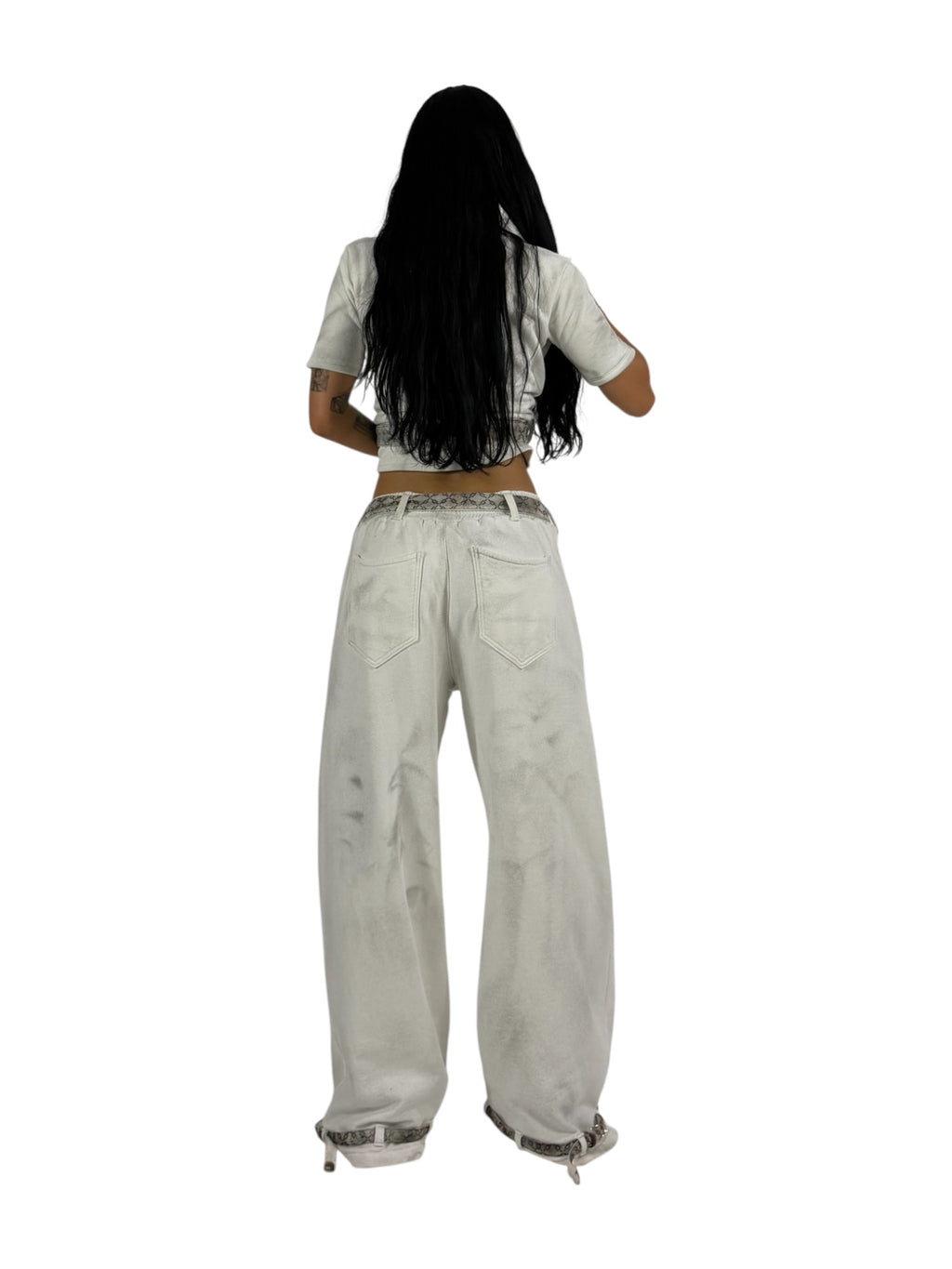 AIRBRUSHED BELT PANT