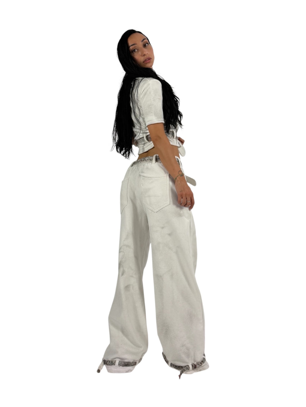AIRBRUSHED BELT PANT