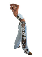 Camodenim donna celeste indossato dalla modella con prospettiva intera 