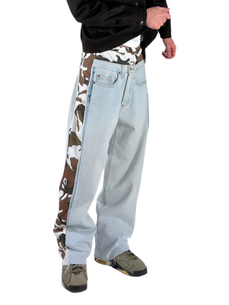 Camodenim uomo celeste indossato dal modello 