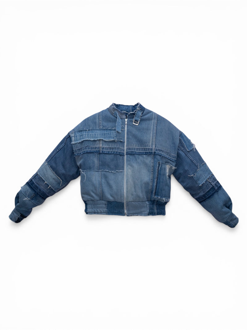 Flight denim bomber blu scuro uomo vista frontale 