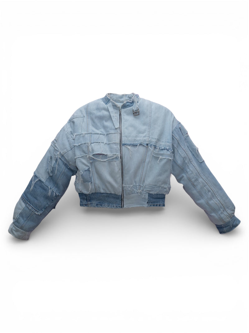 Flight denim bomber donna blu chiaro vista frontale 