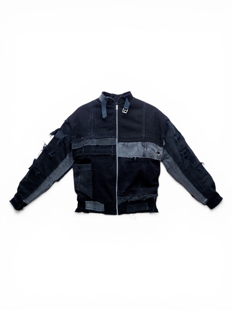 Flight denim bomber nero vista frontale uomo