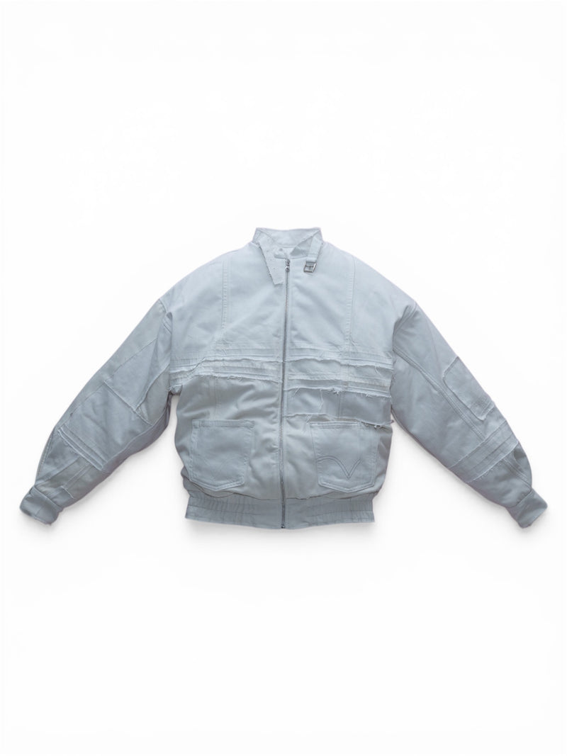 Flight denim bomber uomo bianco vista frontale 