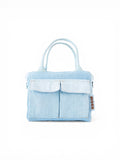 Mini cargo bag denim blu chiaro vista frontale 