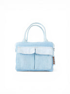 Mini cargo bag denim blu chiaro vista frontale 