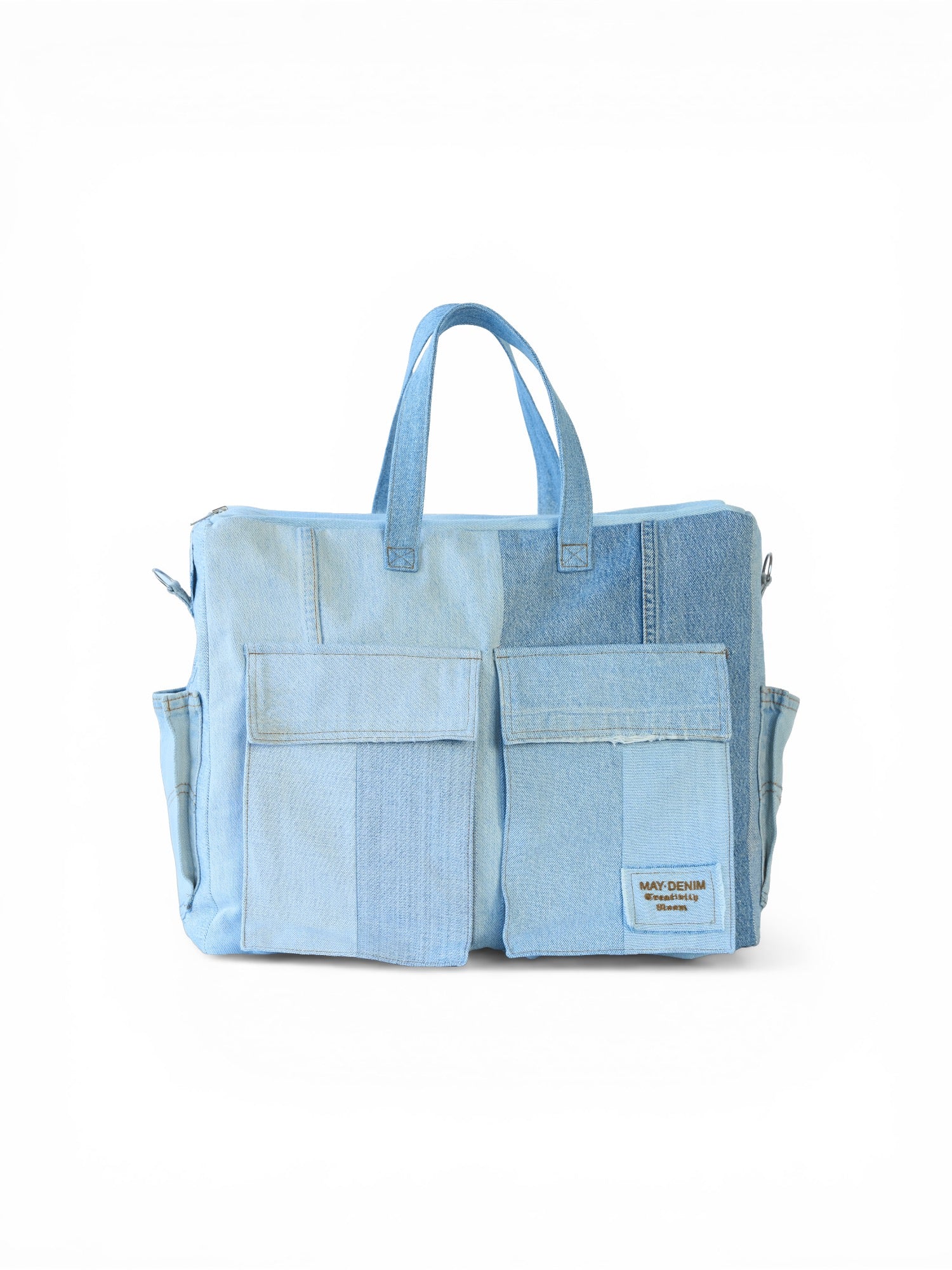 Travel cargo bag denim blu chiaro vista frontale 