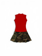 Vestito rosso camouflage donna vista frontale 